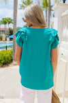 Always Be True Flutter Sleeve Top - Jade
