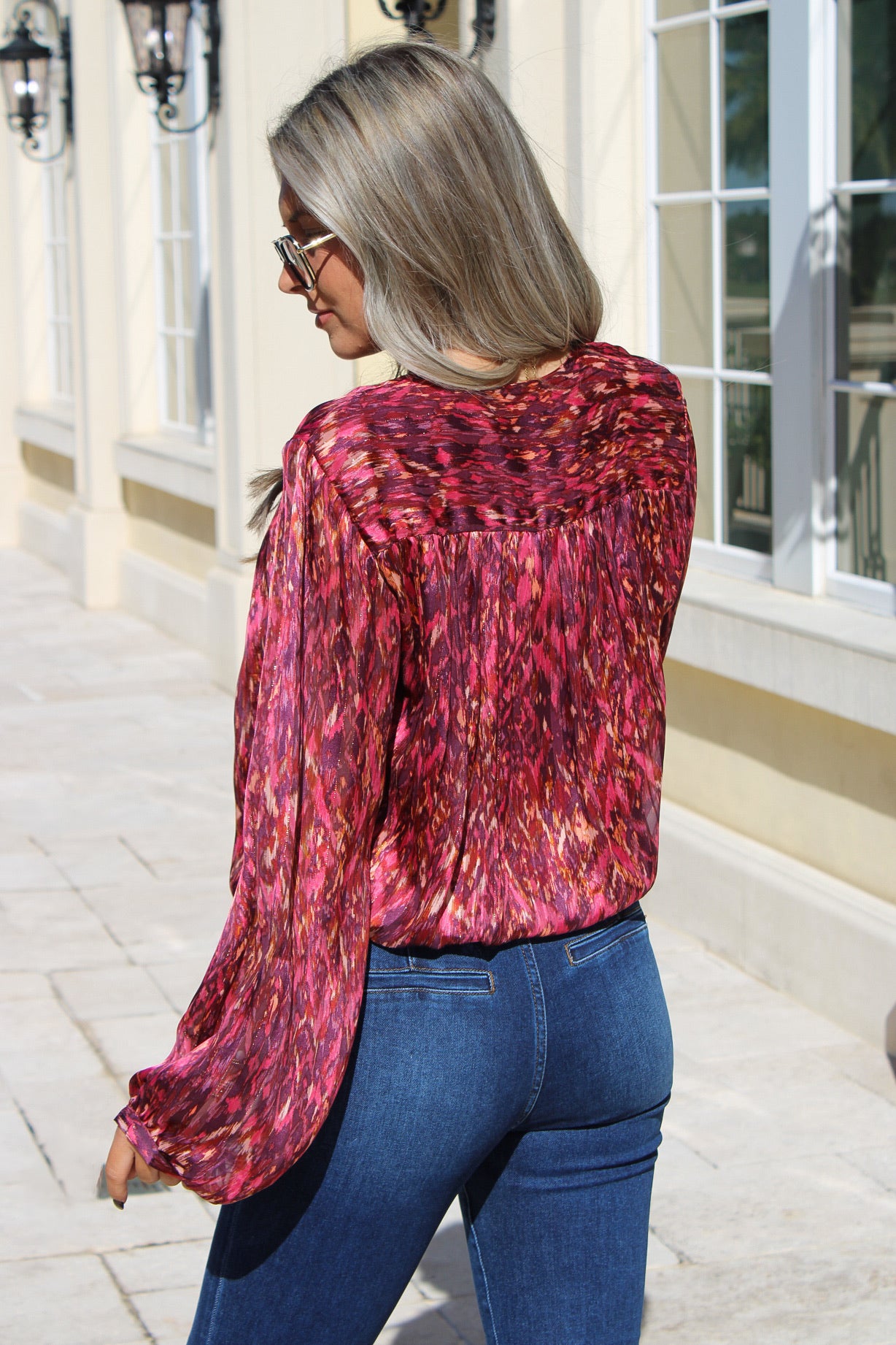 Dear John: Piaf Novelty Top - Pomergranate