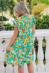 A Pop Of Color Tiered Mini Dress - Green Multi