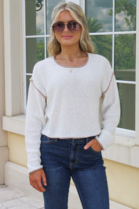 Close & Cozy Exposed Seam Sweater - Oatmeal
