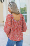 Giving Gratitude Floral Printed Top - Clay