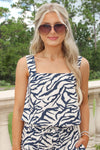 My Wilder Side Zebra Print Top - Navy
