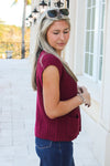 Everyday Ease Button Down Knit Vest - Wine