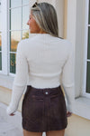Cozy Crush Mock Neck Cropped Sweater - Cream