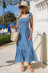 Vacay Days Smocked Midi Dress - Chambray