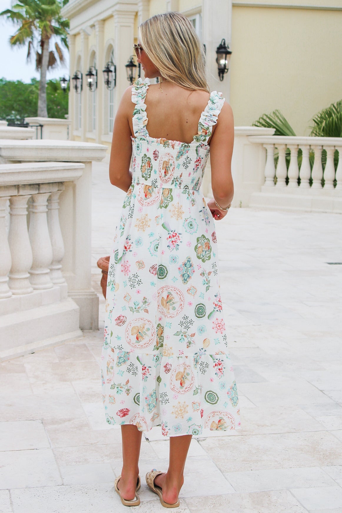 Summer Brunch Date Smocked Midi Dress - Olive