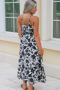 Endless Summers Floral Back Tie Midi Dress - Black
