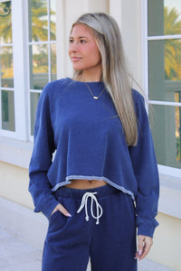 Z Supply: Circuit Knit Denim Sweatshirt - Indigo