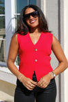 A Quiet Stroll Knit Sweater Vest - Red