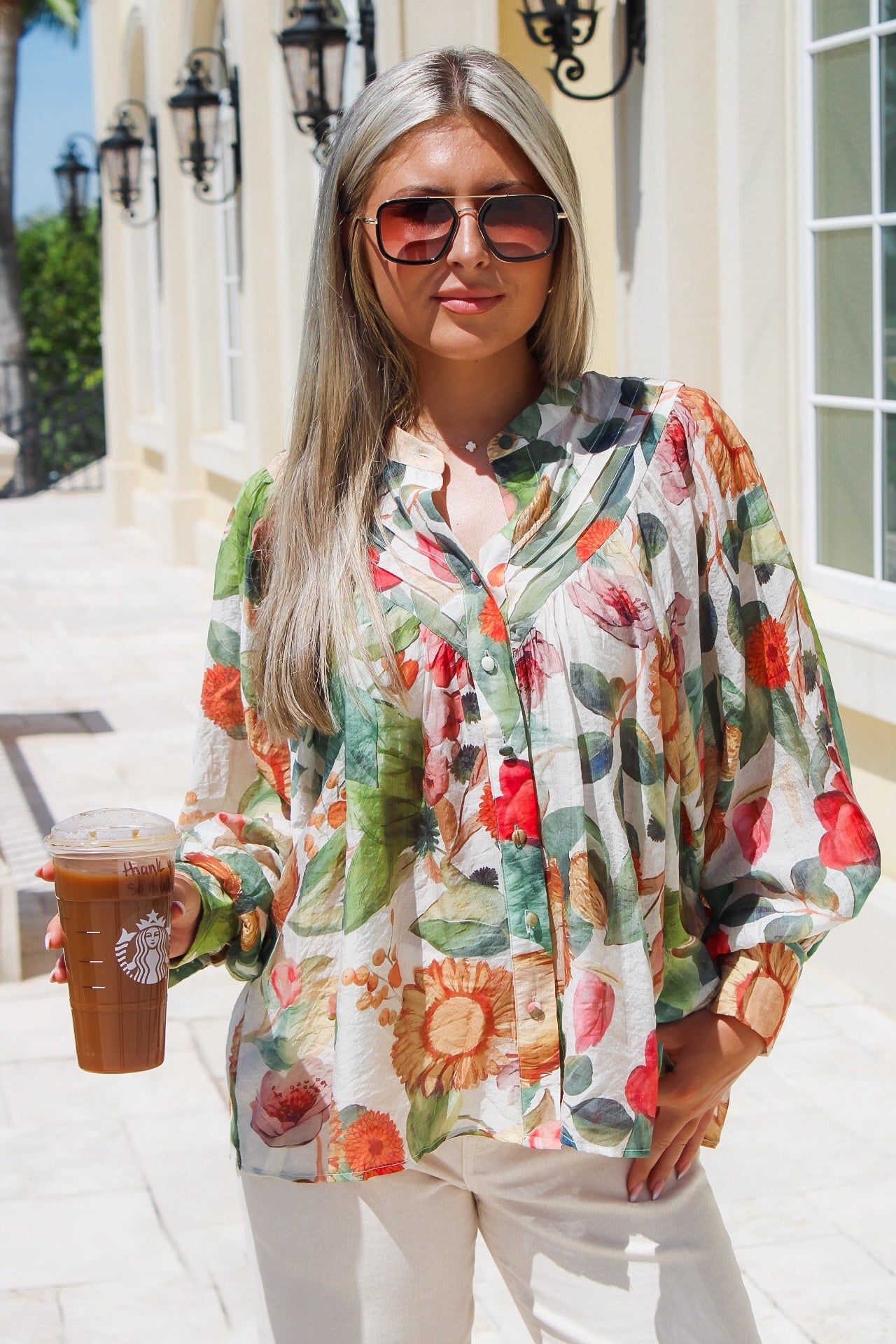 Falling For Florals Button Down Top - Multi