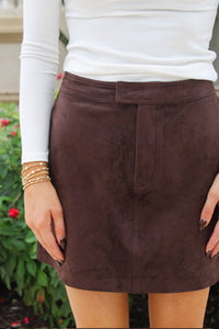 Z Supply: Perri Suede Mini Skirt - Dark Chocolate