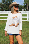 Rodeo Ready Western Boot Sweater - Ivory