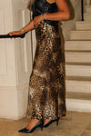 Fierce Elegance Satin Maxi Skirt - Leopard