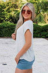 Feeling Easy Days Hacci Slub Top - Taupe Gray