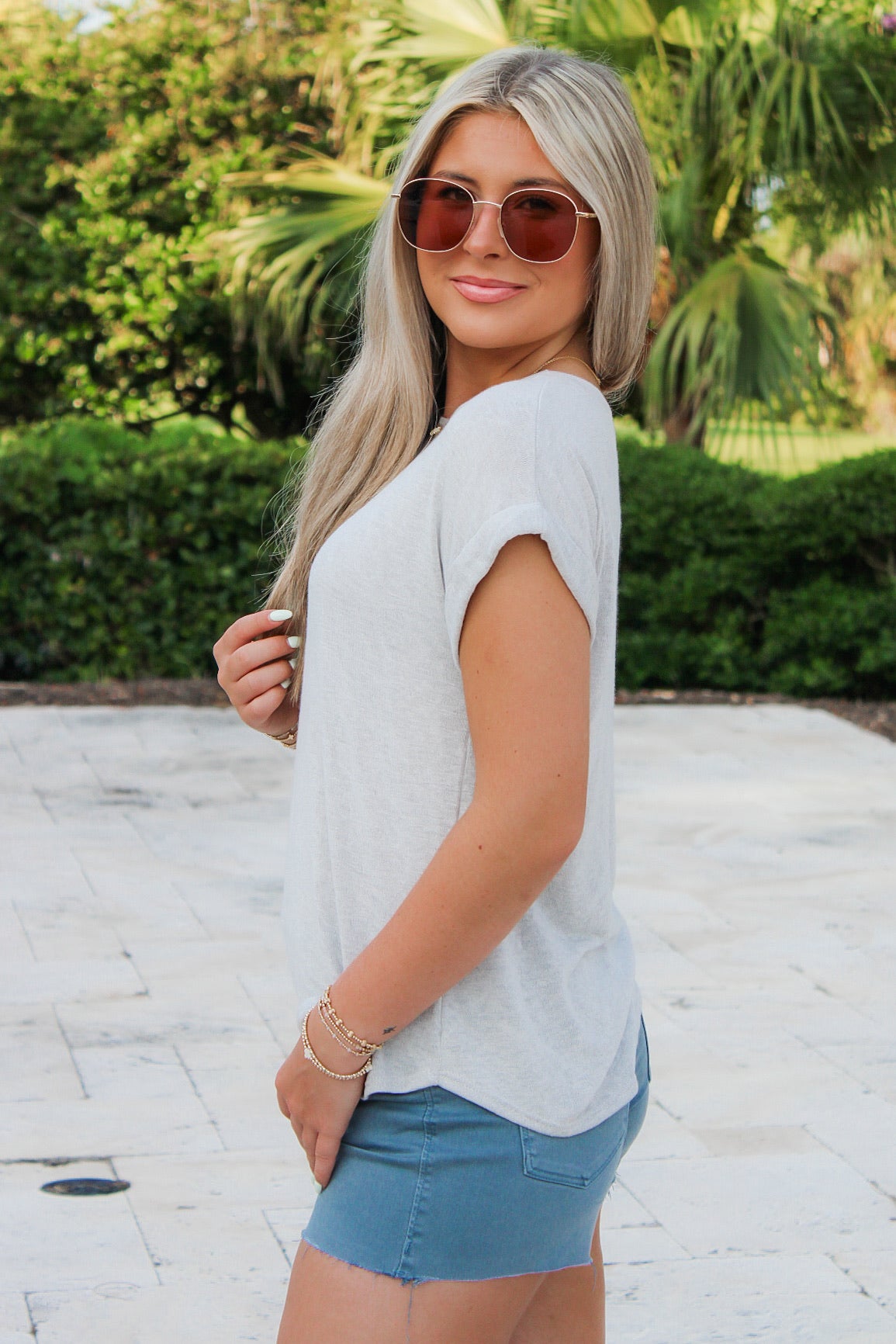 Feeling Easy Days Hacci Slub Top - Taupe Gray