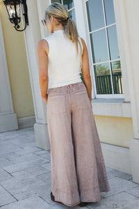Streetwise Edge Wide Leg Carpenter Pants - Mocha