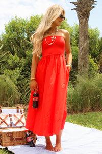 Z Supply: Sunsought Strapless Midi Dress - Lychee
