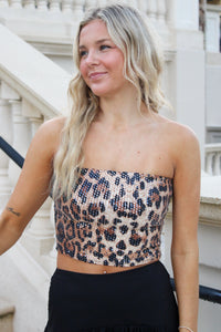Born To Be Wild Sequin Tube Top - Leopard