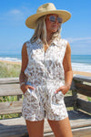 Sandy Shores Sleeveless Romper - Brown Porcelain