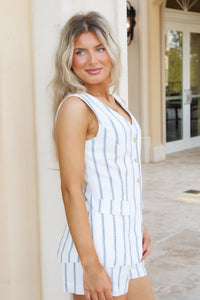 Harbor Line Button Down Vest - Navy