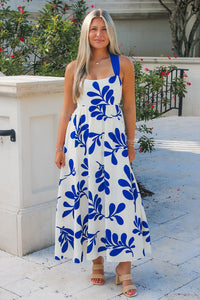 Bayside View Empire Waist Midi Dress - Royal Blue