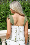 Blissful Meadows Floral Embroidery Scallop Hem Top - Moss Green