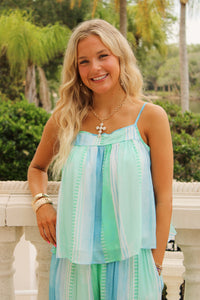 Tropical Escape Flowy Top - Blue Strovia