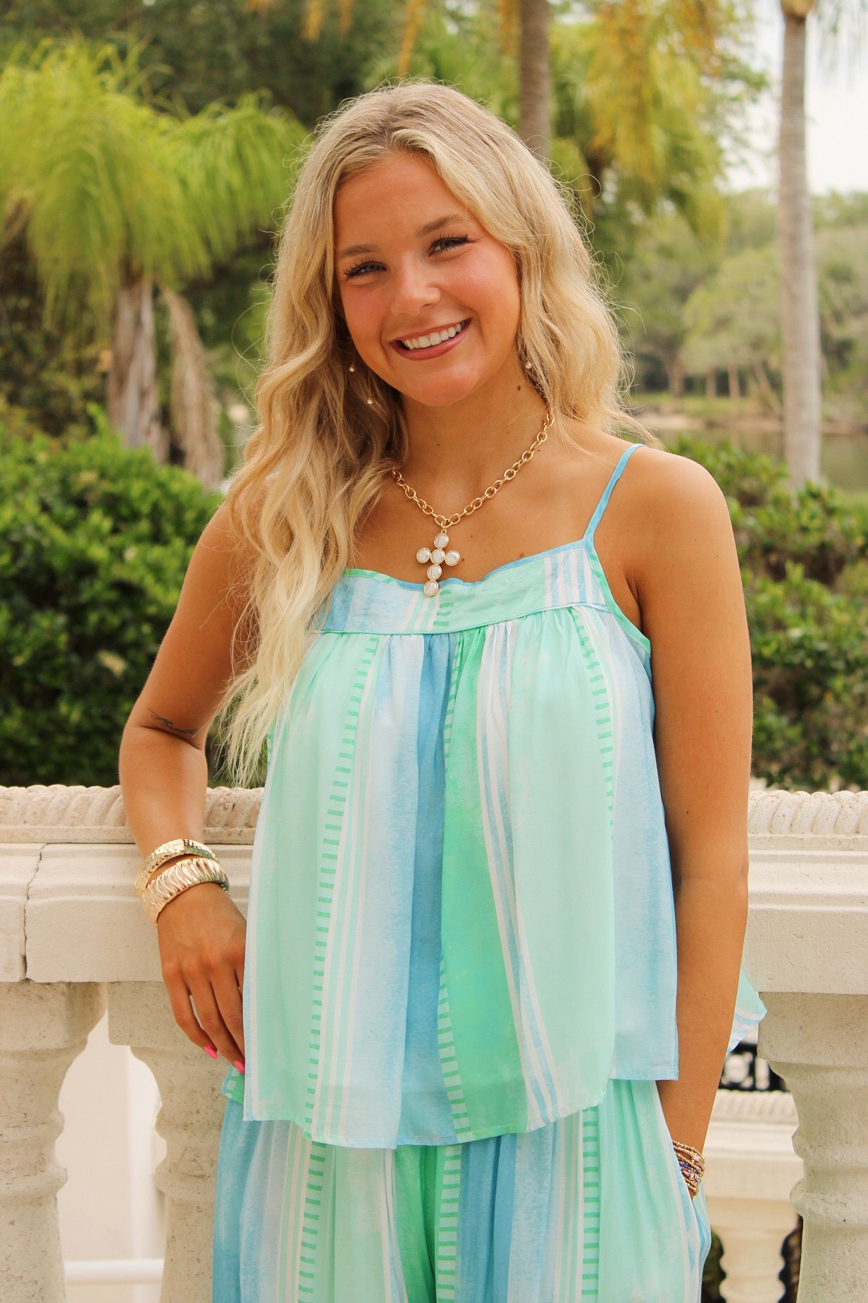 Tropical Escape Flowy Top - Blue Strovia