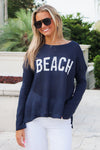 BEACH Crewneck Sweater - Navy