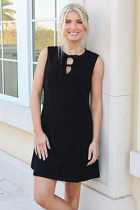 Blissful Bows Heavy Knit Mini Dress - Black