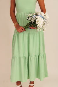 My Summer Love Tiered Midi Dress - Sage