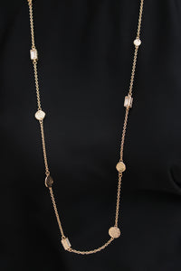 32" Hammered Disk Necklace - Gold