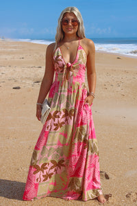Paradise Ready Tropical Maxi Dress - Hibiscus Crush