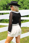 Boho Babe Crochet Tie Top - Black/Cream