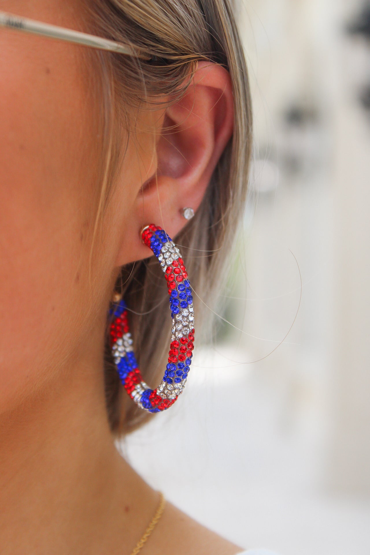USA Crystal Hoop Earrings