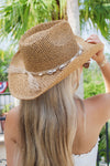 Coastal Beach Babe Cowrie Shell Hat - Khaki