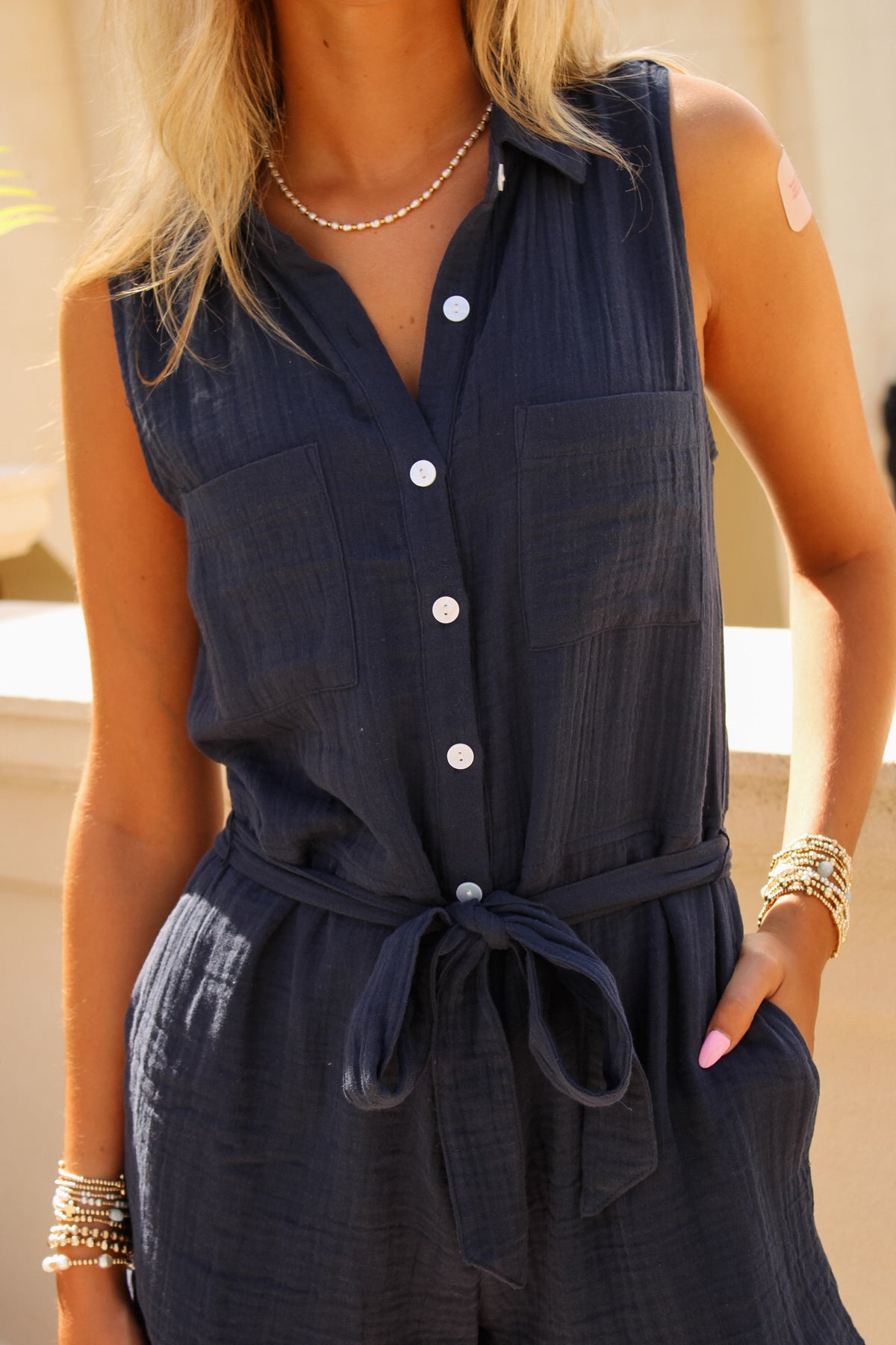 Z Supply: New Light Airy Gauze Romper - Eclipse