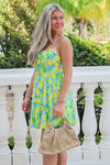 Have Some Fun Lemon Tie Back Mini Dress - Blue