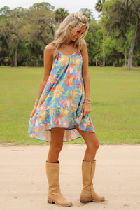 Sadie & Sage: Beach Cowgirl Mini Dress - Blue Multi