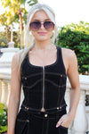 Touchdown Trend Zip Up Vest - Black