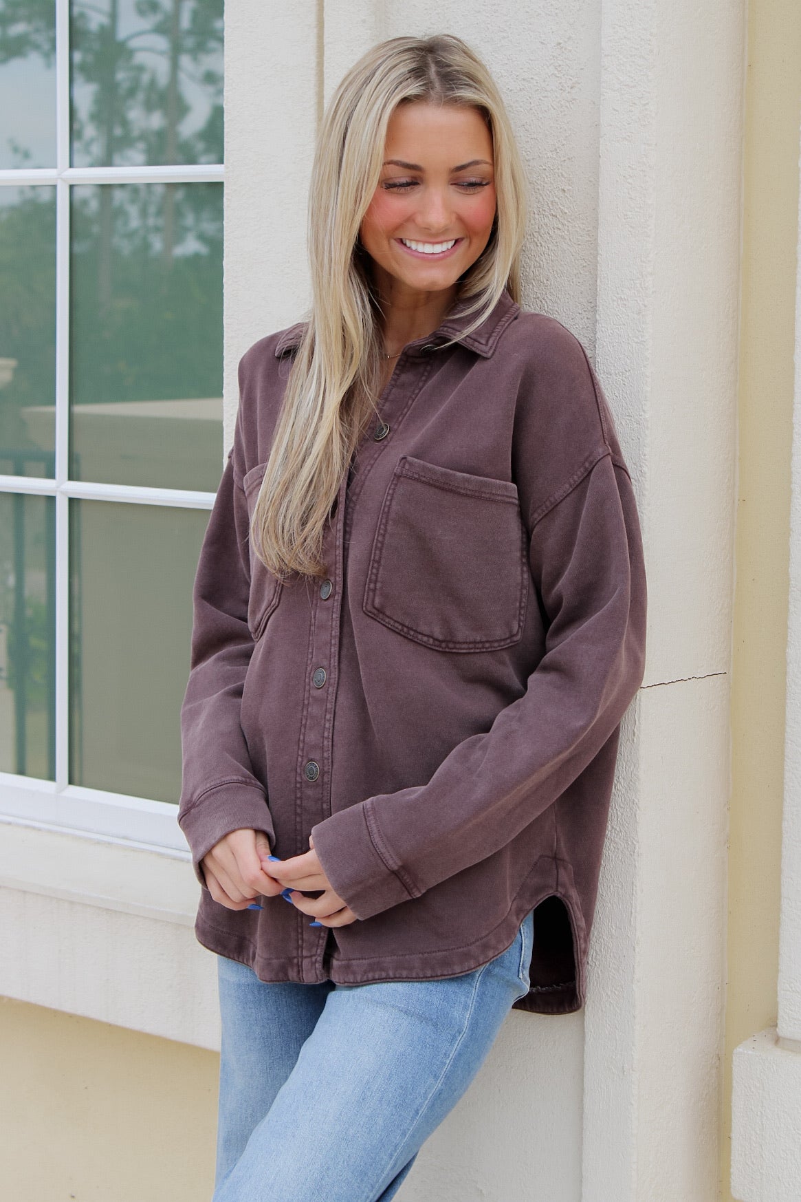 Z Supply: All Day Knit Denim Jacket - Chocolate Cherry – Makk Fashions
