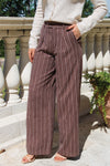 Z Supply:  Alma Pinstripe Wide Leg Pant - Chocolate Cherry