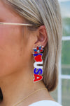 Heart & USA Beaded Earrings