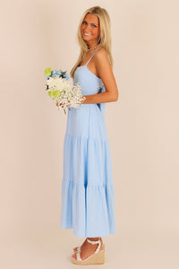 My Summer Love Tiered Midi Dress - Dusty Blue