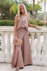 Coastal Cafe' Wide Leg Pants - Mocha