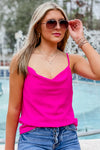 Dancing Beauty Cowl Neck Cami Top - Hot Pink | Makk Fashions