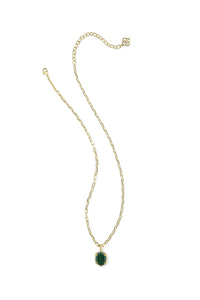 Kendra Scott: Daphne Gold Pave Frame Pendant Necklace - Green Malachite | Makk Fashions