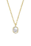 Kendra Scott: Daphne Gold Pave Frame Pendant Necklace - Iridescent Ivory Illusion | Makk Fashions