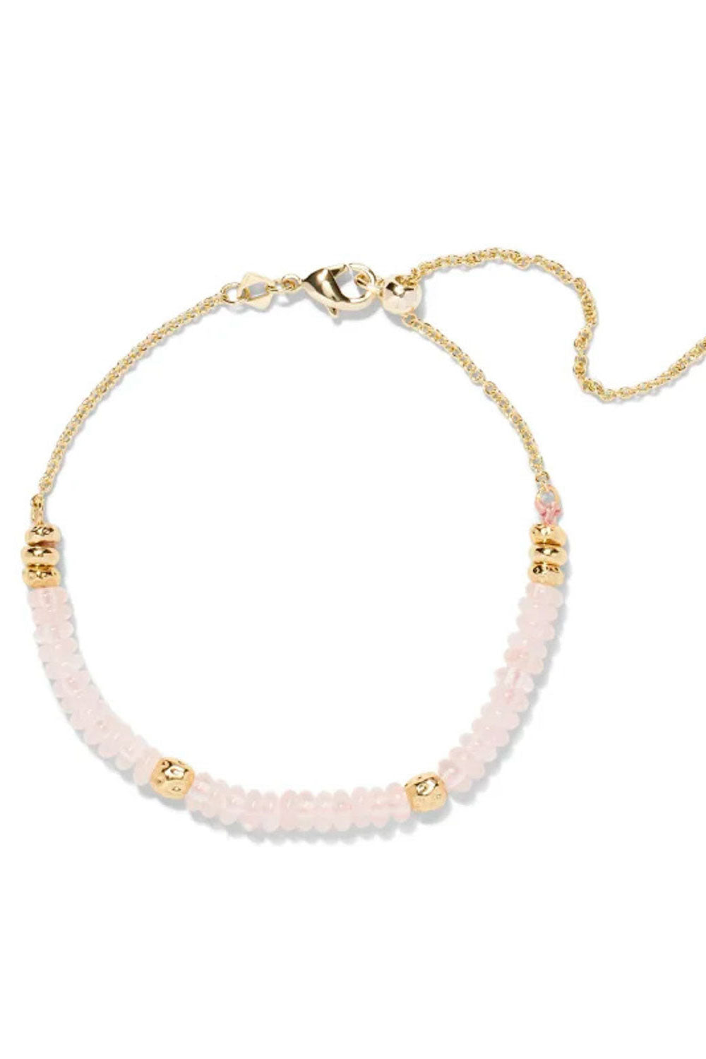 Deliah Gold Delicate Chain Bracelet - Rose Quartz | Makk Fashions