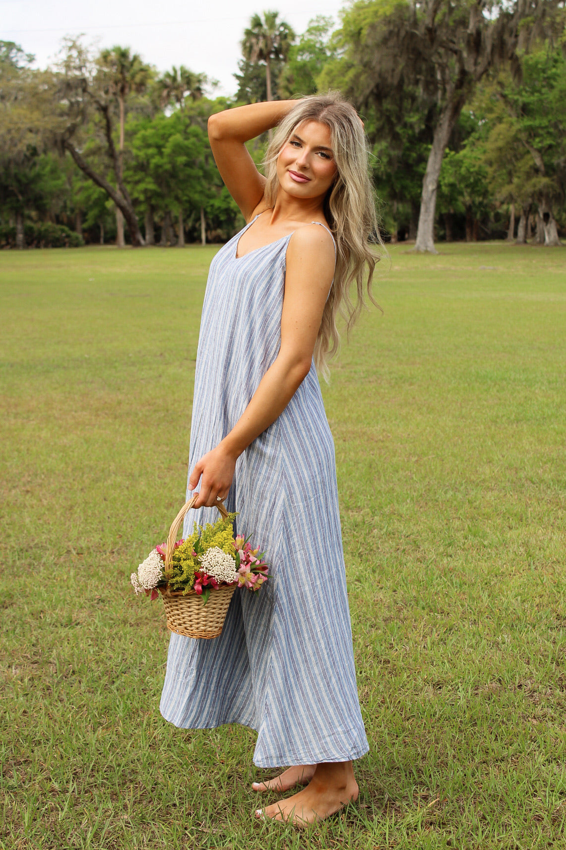 Z Supply: Sandcomder Striped Midi Dress - Indigo
